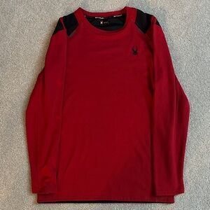 Spyder Men's Red and Black Long Sleeve Activewear Shirt